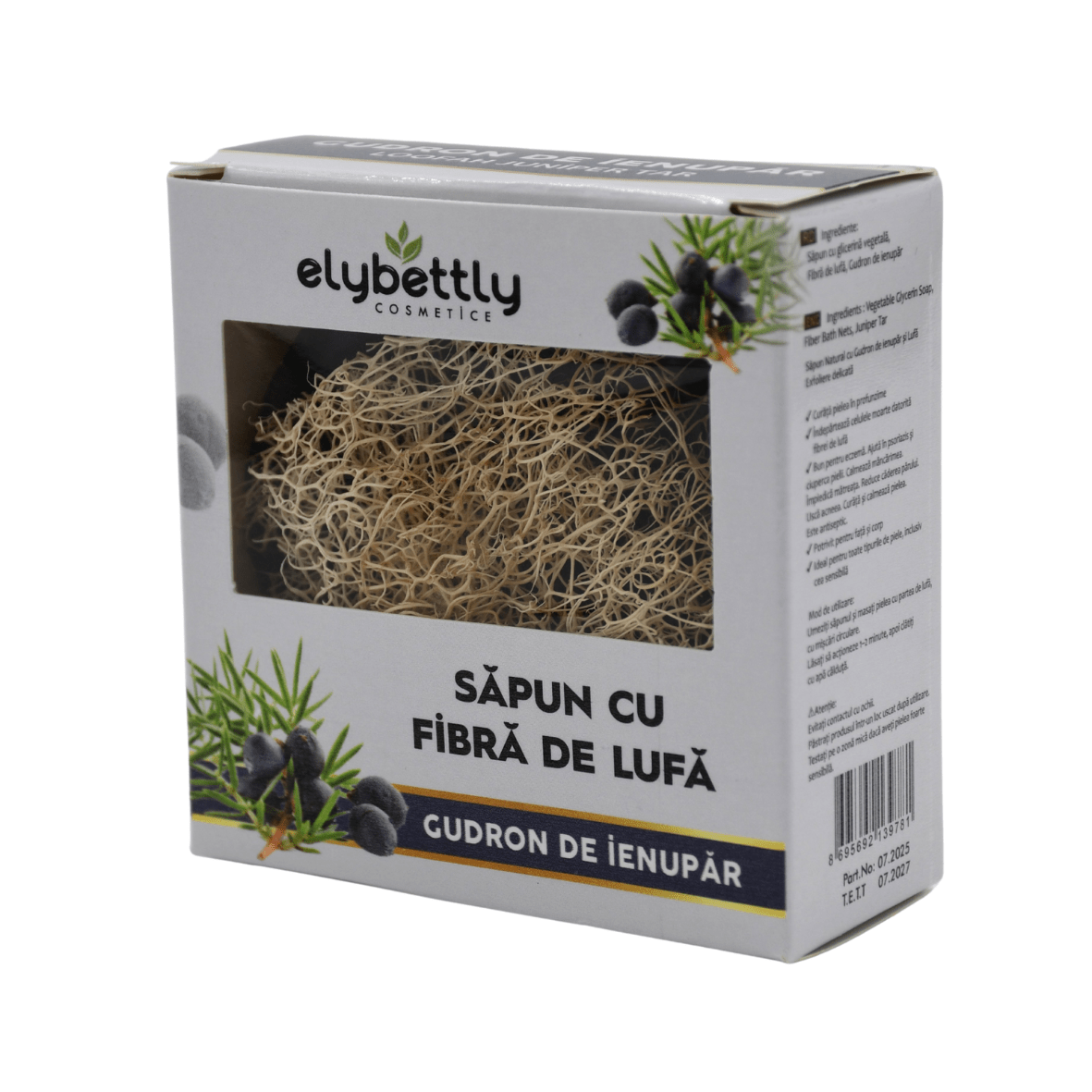 Săpun cu fibre de lufă gudron de ienupăr