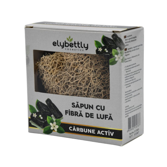 Săpun cu fibre de lufă cărbune activ