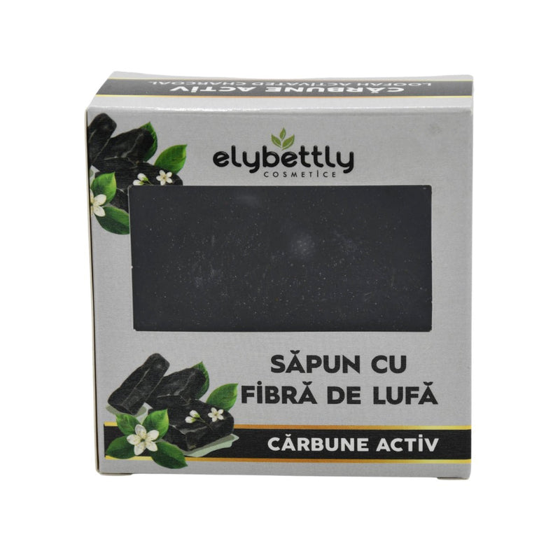 Săpun cu fibre de lufă cărbune activ
